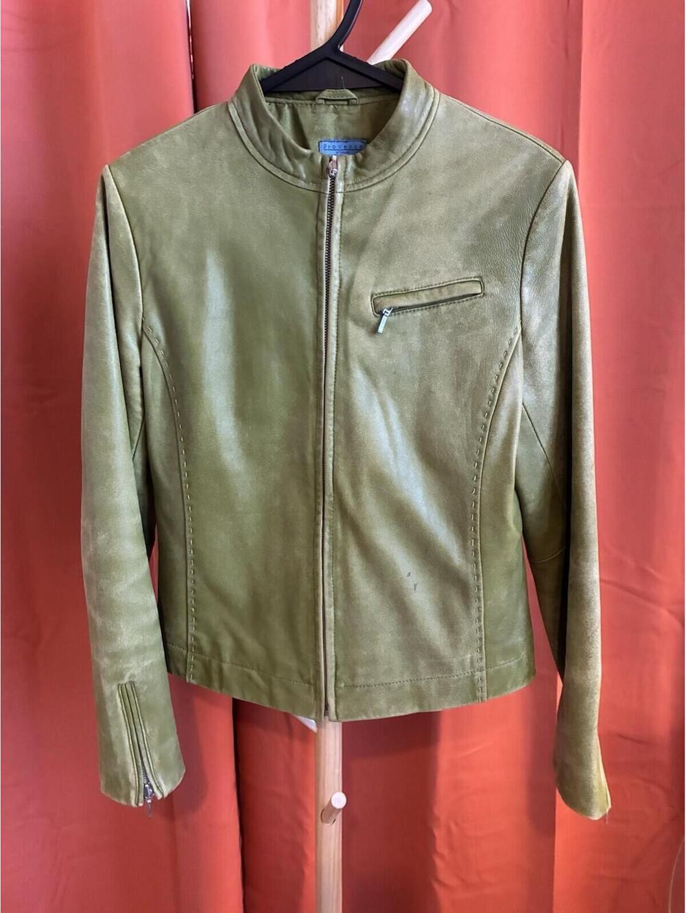Province D’amour Women’s Green Leather Jacket Size M